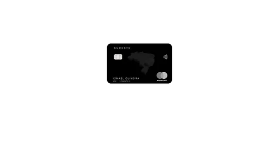 Cartão Sudeste Mastercard — cartão empresarial preto com o mapa do Brasil em relevo